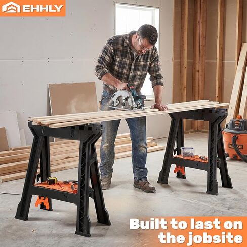 EHHLY Folding Saw Horses 2 Pack, Heavy Duty 1000 lbs Capacity with Sawbucks in Kuwait