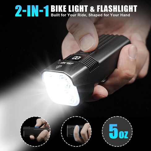 Bike Light for Night Riding, 2000LM Bicycle Headlight & Taillight, Multiple Modes, 3000mAh USB C Rechargeable Waterproof LED Bright Bike Headlights for Cyclists and Road Mountain and Commuters in Kuwait