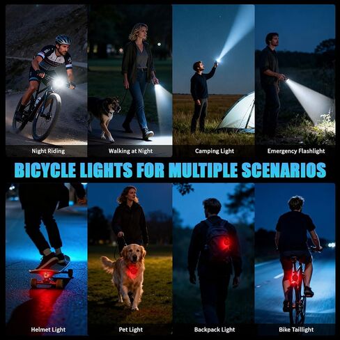 Bike Light for Night Riding, 2000LM Bicycle Headlight & Taillight, Multiple Modes, 3000mAh USB C Rechargeable Waterproof LED Bright Bike Headlights for Cyclists and Road Mountain and Commuters in Kuwait
