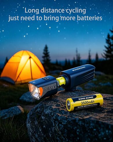 Kingkong X7MAX Bike Light, Super Bright High/Low Beam Modes, Garmin & Wahoo Compatible, Replaceable 18650 Battery, USB Rechargeable Waterproof Bicycle Headlight for Road & Mountain Night Riding in Kuwait