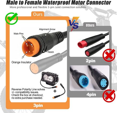 ضوء باجا لRidstar Q20 / H20 / H26 3-Pin Julet Plug and Play Ebike Headlight 30W LED 10V-80V جهد ​​عريض IP68 مقاوم للماء على الطرق الوعرة مصباح أمامي من الألومنيوم بالكامل مع دعامة مزدوجة وكابل محول in Kuwait
