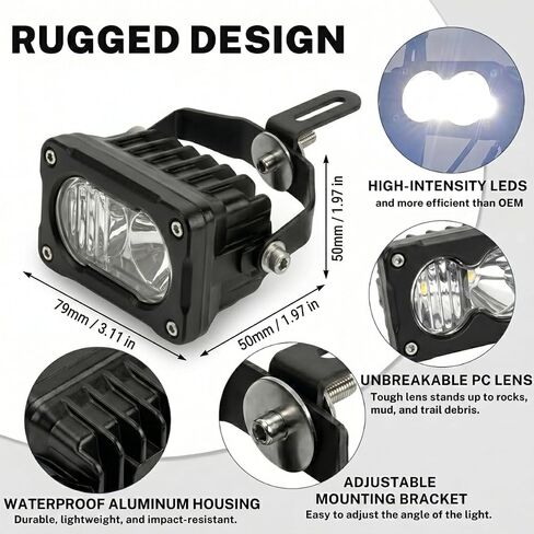 ضوء باجا لRidstar Q20 / H20 / H26 3-Pin Julet Plug and Play Ebike Headlight 30W LED 10V-80V جهد ​​عريض IP68 مقاوم للماء على الطرق الوعرة مصباح أمامي من الألومنيوم بالكامل مع دعامة مزدوجة وكابل محول in Kuwait