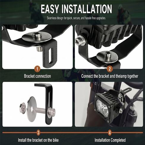 ضوء باجا لRidstar Q20 / H20 / H26 3-Pin Julet Plug and Play Ebike Headlight 30W LED 10V-80V جهد ​​عريض IP68 مقاوم للماء على الطرق الوعرة مصباح أمامي من الألومنيوم بالكامل مع دعامة مزدوجة وكابل محول in Kuwait