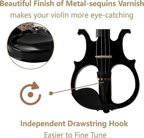 Electric violin 4/4 full-size; Black silent electric violin in Kuwait