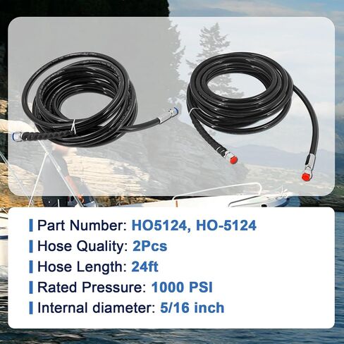 طقم خرطوم هيدروليكي بطول 24 قدمًا HO5124 متوافق مع قارب SeaStar، خرطوم توجيه خارجي HO-5124 مناسب لقارب Teleflex البحري in Kuwait