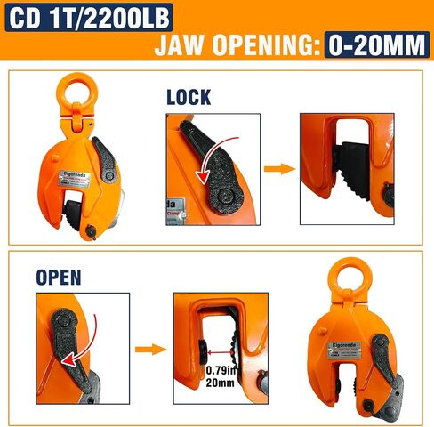 Plate Lifting Clamp 2200lb, 1Ton Load Capacity Vertical Plate Clamp, Vertical Plate Lifting Clamps Jaw Opening up to 0.6 inch,Welding Clamp for Lifting Transporting and Building in Saudi Arabia