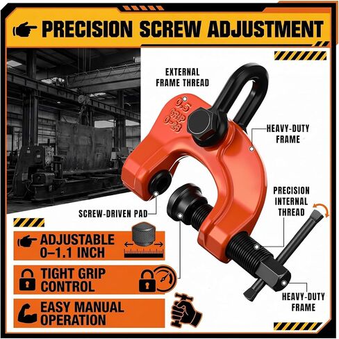 Frienda Plate Lifting Clamp 1100 Lbs/0.5t Horizontal Vertical Screw Adjustable Plate Clamp Adjustable Opening 0-1.1 Inch Forged Steel for Construction Heavy Lifting and Transporting, Non-marring in Kuwait