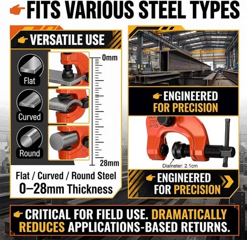 Frienda Plate Lifting Clamp 1100 Lbs/0.5t Horizontal Vertical Screw Adjustable Plate Clamp Adjustable Opening 0-1.1 Inch Forged Steel for Construction Heavy Lifting and Transporting, Non-marring in Kuwait