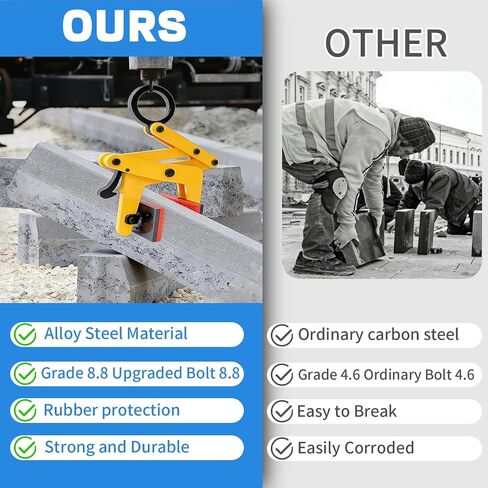 705 lbs Large Slab Stone Lfting Clamp, 0-2.6" A Shaped Heavy Duty Stone Lifter Equipment, Scissor Lifter Clamp, Stone Carry Clamps Slab Lifter for Concrete, Steel, Rocks, Curbstones and Glass in Kuwait