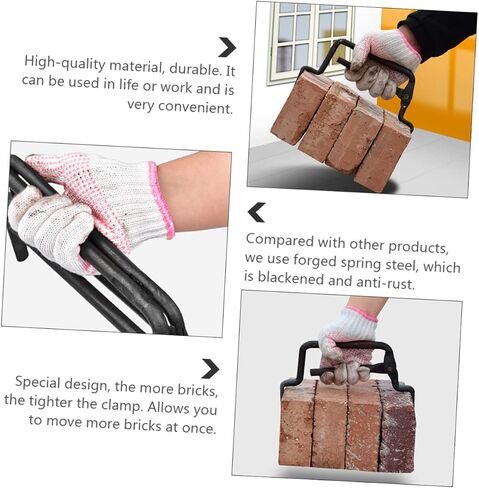 Adjustable Brick Clamp 10.82X6.69X0.78In Multi-Functional Brick Pliers with Forged Spring Steel for Secure Moving and Lifting in Construction in Kuwait