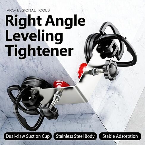 90 Degree Stone Seam Setter, Right Angle Alignment Tool with Rubber Suction Cups, Stainless Steel Frame for Countertop Installation in Kuwait