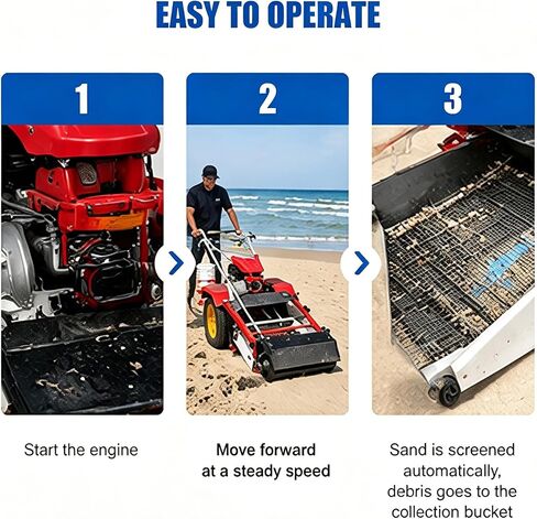 Manual Beach Sand Cleaner, Hand Push Sand Screening Tool for Resorts, Hotels and Coastal Environment Maintenance in Saudi Arabia