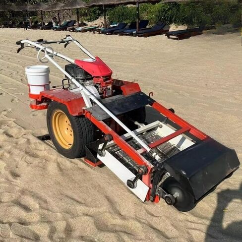 Hand Push Beach Cleaning Machine Manual Sand Screening Sifter Equipment for Sand Sifting, Coastal Maintenance Tourist Beach in Saudi Arabia