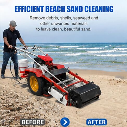 Hand Push Beach Cleaning Machine Manual Sand Screening Sifter Equipment for Sand Sifting, Coastal Maintenance Tourist Beach in Saudi Arabia