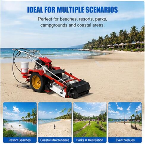 Hand Push Beach Cleaning Machine Manual Sand Screening Sifter Equipment for Sand Sifting, Coastal Maintenance Tourist Beach in Saudi Arabia