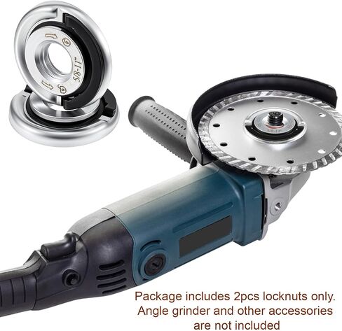 2 PCS Angle Grinder Flange Nuts, 5/8-11 Inch Locking Nut Thread Steel Grinder Nuts with Self-Locking, Tool-Free Quick Replacement for 4"/5"/7"/9" Angle Grinders for Fixing Cutting Discs in Kuwait