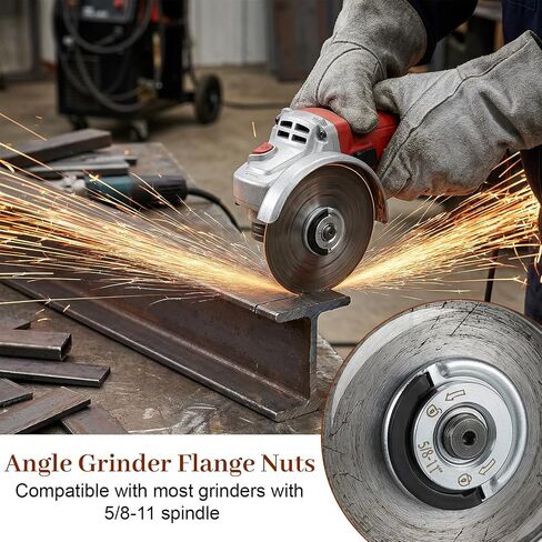 2 PCS Angle Grinder Flange Nuts, 5/8-11 Inch Locking Nut Thread Steel Grinder Nuts with Self-Locking, Tool-Free Quick Replacement for 4"/5"/7"/9" Angle Grinders for Fixing Cutting Discs in Kuwait
