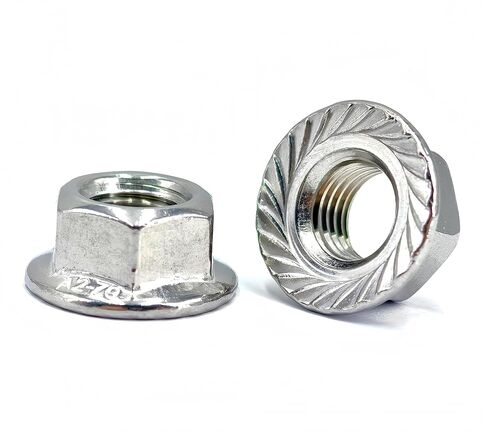 M10x1.25 Serrated Flange Hex Lock Nuts 10 Pcs 304 Stainless Steel 18-8, Full Thread, Hex Drive, Bright Finish in Kuwait