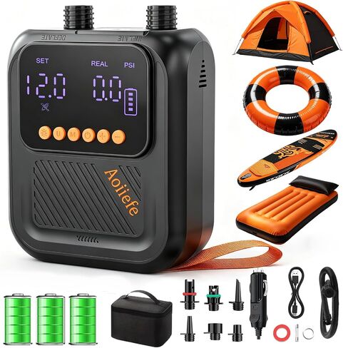 Portable Electric Paddle Board Pump, 20PSI SUP pump for Paddleboard,Dual Stage Inflation&Deflation, Auto-Off and 12V DC connector for Stand-Up Paddle Boards, Kayaks, Boats & Inflatables in Kuwait