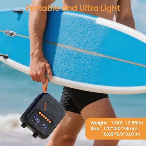 Portable Electric Paddle Board Pump, 20PSI SUP pump for Paddleboard,Dual Stage Inflation&Deflation, Auto-Off and 12V DC connector for Stand-Up Paddle Boards, Kayaks, Boats & Inflatables in Kuwait