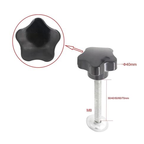 5pcs M8 Star Clamping Knob 30-95mm Thread Length Replacement Screw On Type Grips Plum Hand Tighten Nut(M8 x 45mm) in Kuwait