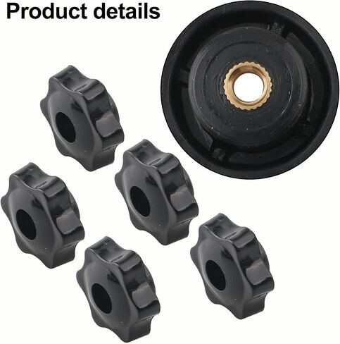 M6 Clamping Nuts for Machinery Plastic Star Knob Grip Screw Threaded Fastener Manual Adjustment Handle Industrial Equipment Black in Kuwait