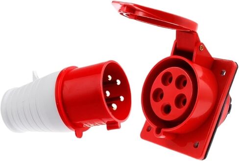 Oblique-Mounted 3-core 4-core 5-Hole Waterproof Aviation Industry Plug and Socket Male and Female Cable Connector Copper Parts 16A/32A(5 Core 32a Inclined Seat Set) in Kuwait