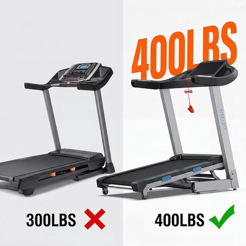 جهاز مشي منزلي من WELLFIT سعة 400+ رطل، جهاز مشي شديد التحمل 4.0 حصان، 15% تسلق تلقائي للجري، جهاز مشي قابل للطي مع درابزين، حزام عريض 18*43 بوصة، 95% مثبت مسبقًا، جهاز مشي تجاري صغير in Kuwait
