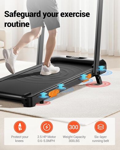 12% Incline Walking Pad Treadmill, Under Desk Treadmills for Home | Foldable Treadmill, Compact, Portable, 2.5HP Brushless, Home Office, Reomte Control, 300Lbs Capacity, LED Display in Kuwait