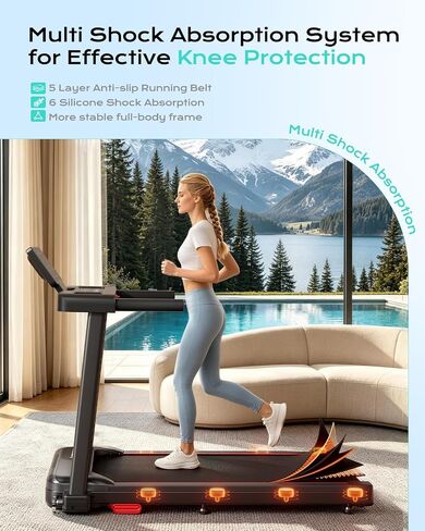 TREAFLOW Walking Pad with Incline, Foldable Treadmill with Handrail for Home Office, Portable Walking Machine, Low Noise, LED Display, 6.2 MPH in Kuwait