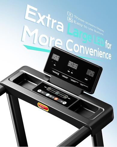TREAFLOW Walking Pad with Incline, Foldable Treadmill with Handrail for Home Office, Portable Walking Machine, Low Noise, LED Display, 6.2 MPH in Kuwait