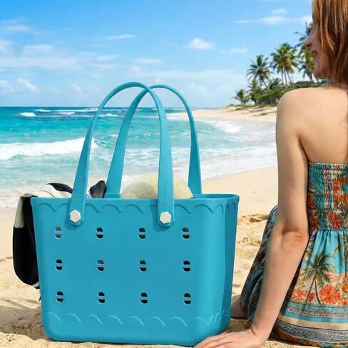 Armerssi Rubber Tote Bag For Women Large Rubber Beach Bag Waterproof Washable Handbag Durable Tote Bag Beach Swimming Travel in Saudi Arabia
