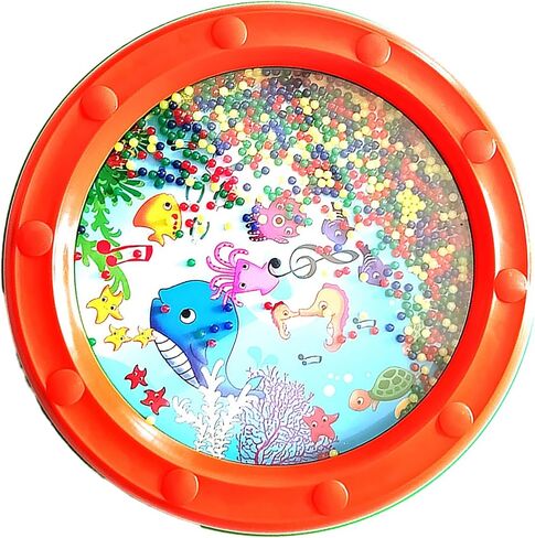 Wave Bead Ocean Drum, Plastic Sea Sound Drum Educational Gentle Ocean Sound Percussion for Children Adults (10in Orange in Saudi Arabia