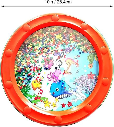 Wave Bead Ocean Drum, Plastic Sea Sound Drum Educational Gentle Ocean Sound Percussion for Children Adults (10in Orange in Saudi Arabia
