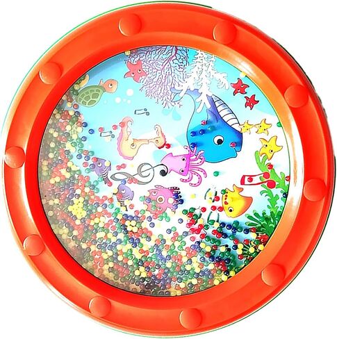 Wave Bead Ocean Drum, Plastic Sea Sound Drum Educational Gentle Ocean Sound Percussion for Children Adults (10in Orange in Saudi Arabia