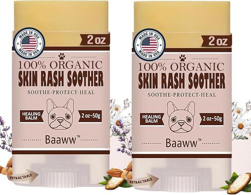 Baaww Dog Skin Rash Soother, Stick 2OZ, Allergy and Itch Relief for Dogs, Skin Moisturizer, Organic & All-Natural, Dog Moisturizer for Dry Skin, Dog Lotion, Ultimate Healing Balm, Dog Rash Cream in Saudi Arabia