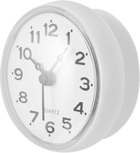 Cabilock 1 قطعة ساعة مصاصة مكتب توبر مكتب ديكور الموقتات الكهربائية الحمام ساعة مستديرة الأرقام الرومانية ساعة غير موقوتة ساعة الحائط شفط كأس ساعة المطبخ معلقة ساعة الحمام ساعة in Kuwait