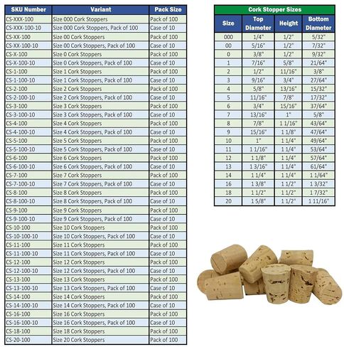 CS-4-100 Cork Stopper, Size 4 (Pack of 100) in Kuwait