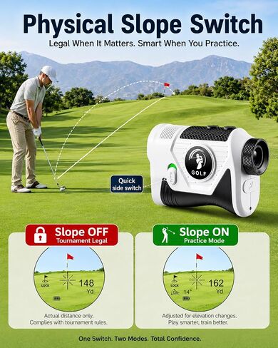 Golf Rangefinder with Slope, 1200 Yards Laser Range Finder for Golf, Flag Lock Vibration, Rechargeable Type-C, 7X Magnification, Tournament Legal, Father's Day Golf Gift for Dad in Kuwait