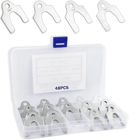U-Shaped Metal Shims 48PCS Kit,1/16" 1/64" 1/32" 1/8" Body Shims with Case,Metal Alignment Shim for Automotive Door Hood Bumper Panel Gap Repair Camber Adjustment and Frame Leveling in Kuwait