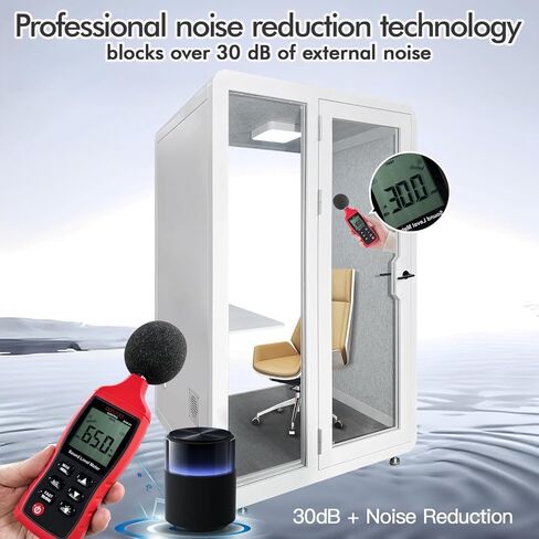 Soundproof Office Pod Booth, Quiet Meeting Pod with Acoustic Panels Mobile Focus Room Quiet Recording Booth & Home Pod 1-2 Person Privacy Silent Booth for Private Phone Calling in Kuwait