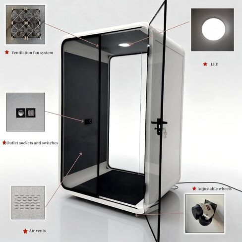 Soundproof Office Pod Booth, Quiet Meeting Pod with Acoustic Panels Mobile Focus Room Quiet Recording Booth & Home Pod 1-2 Person Privacy Silent Booth for Private Phone Calling in Kuwait