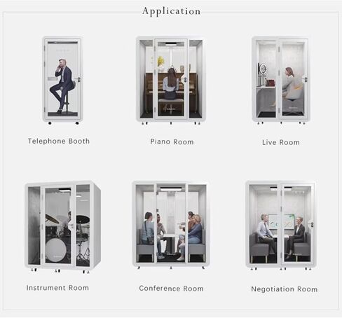 Soundproof Office Pod Booth, Quiet Meeting Pod with Acoustic Panels Mobile Focus Room Quiet Recording Booth & Home Pod 1-2 Person Privacy Silent Booth for Private Phone Calling in Kuwait