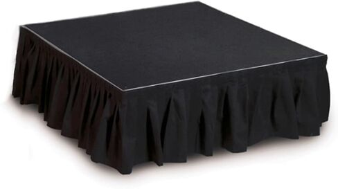 Portable 3x3 ft Modular Stage Platform with Black Skirting, Foldable and Detachable Riser for Events, Music, and Performances - Easy Setup and Transport in Kuwait