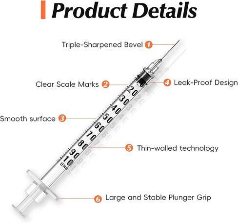 100 Pack 1 ml/cc 27G 1/2 Inch Syringe, Individually Packed in Kuwait