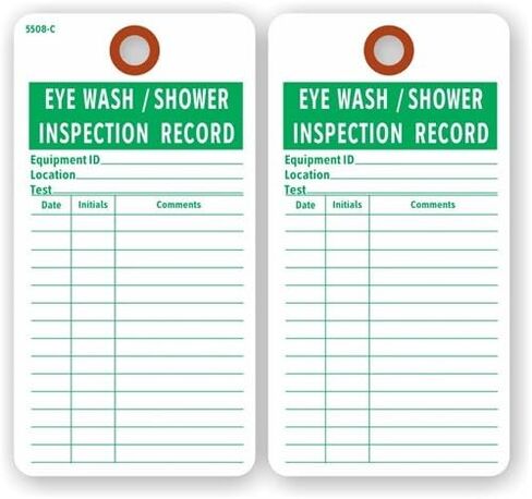EYEWASH/SHOWER INSPECTION RECORD Tags, 5.75" X 3", White Cardstock - Pack of 25 Tags in Kuwait