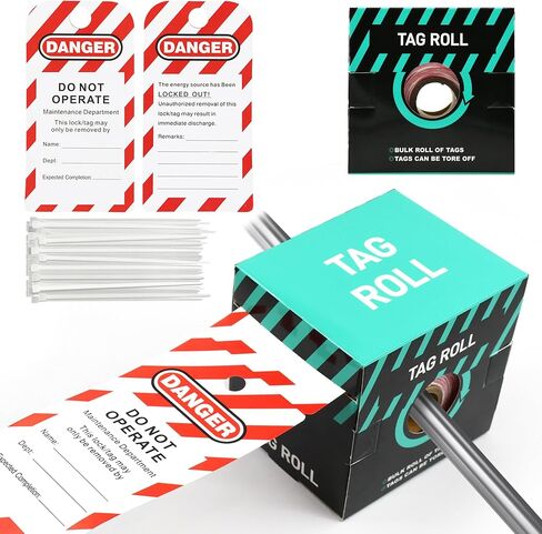 200 Lockout Tagout Tags Roll with 200 Ties,Danger Do Not Operate Tag | Scaffold Lables,Out of Service ,Waterproof Resists Tears,Waterproof,Equipment Repair,Writable,Industrial Grade,OSHA Compliant in Kuwait