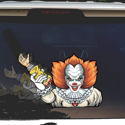 علامات ممسحة Crazy Killer Clown مع ملصق يتم تثبيته على ممسحة السيارة الخلفية. مثالية للاستخدام في الهالوين أو على مدار العام. صنع في الولايات المتحدة الأمريكية. in Kuwait
