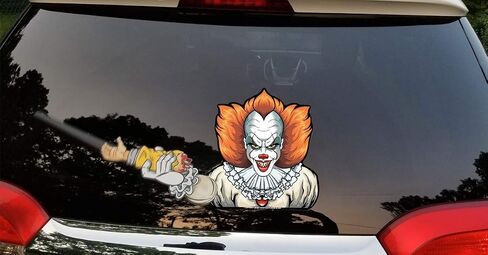 علامات ممسحة Crazy Killer Clown مع ملصق يتم تثبيته على ممسحة السيارة الخلفية. مثالية للاستخدام في الهالوين أو على مدار العام. صنع في الولايات المتحدة الأمريكية. in Kuwait