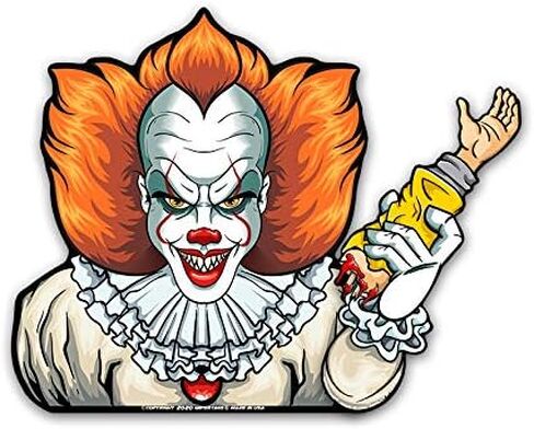 علامات ممسحة Crazy Killer Clown مع ملصق يتم تثبيته على ممسحة السيارة الخلفية. مثالية للاستخدام في الهالوين أو على مدار العام. صنع في الولايات المتحدة الأمريكية. in Kuwait